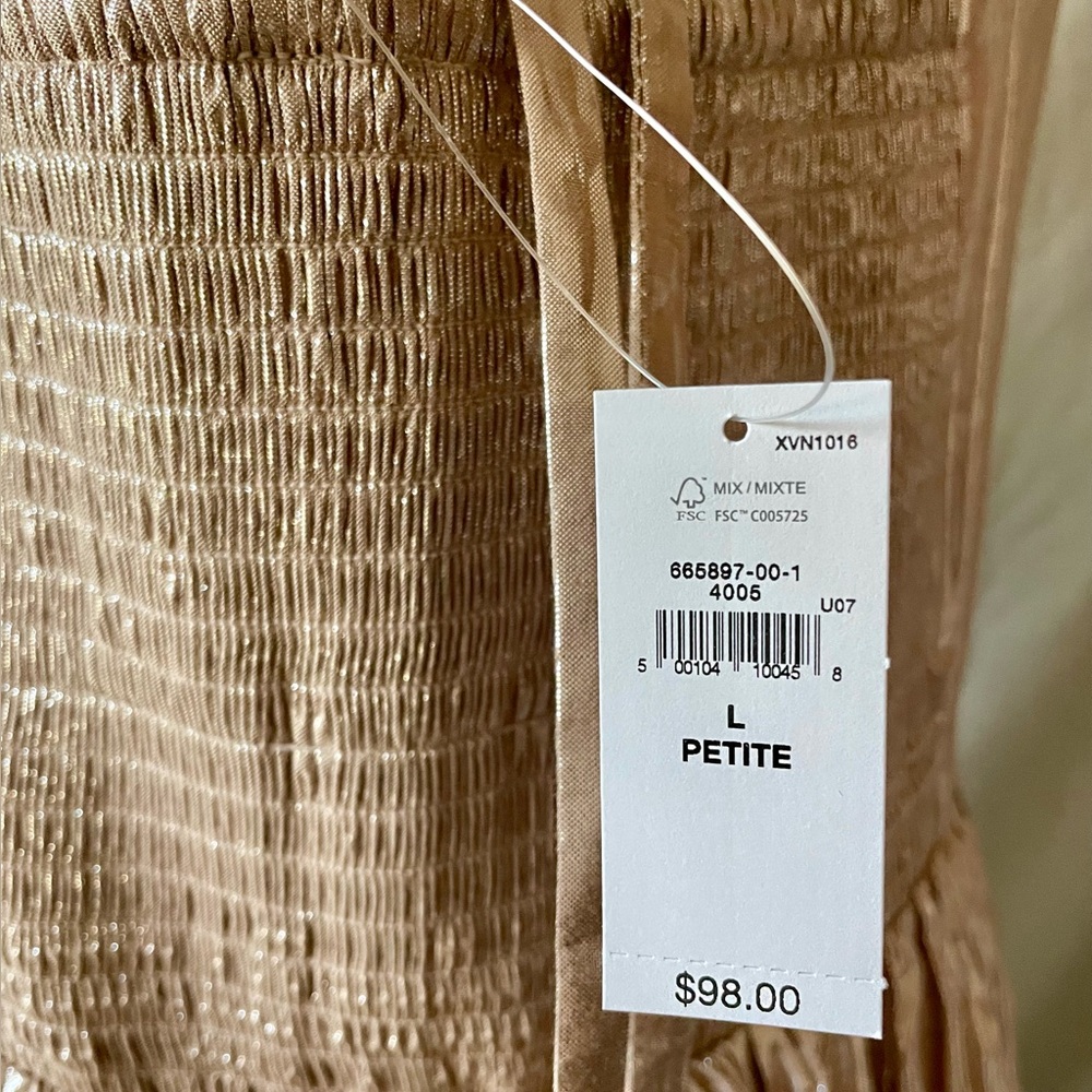 GAP Champagne Gold Tiered Dress L petite - Picture 4 of 10